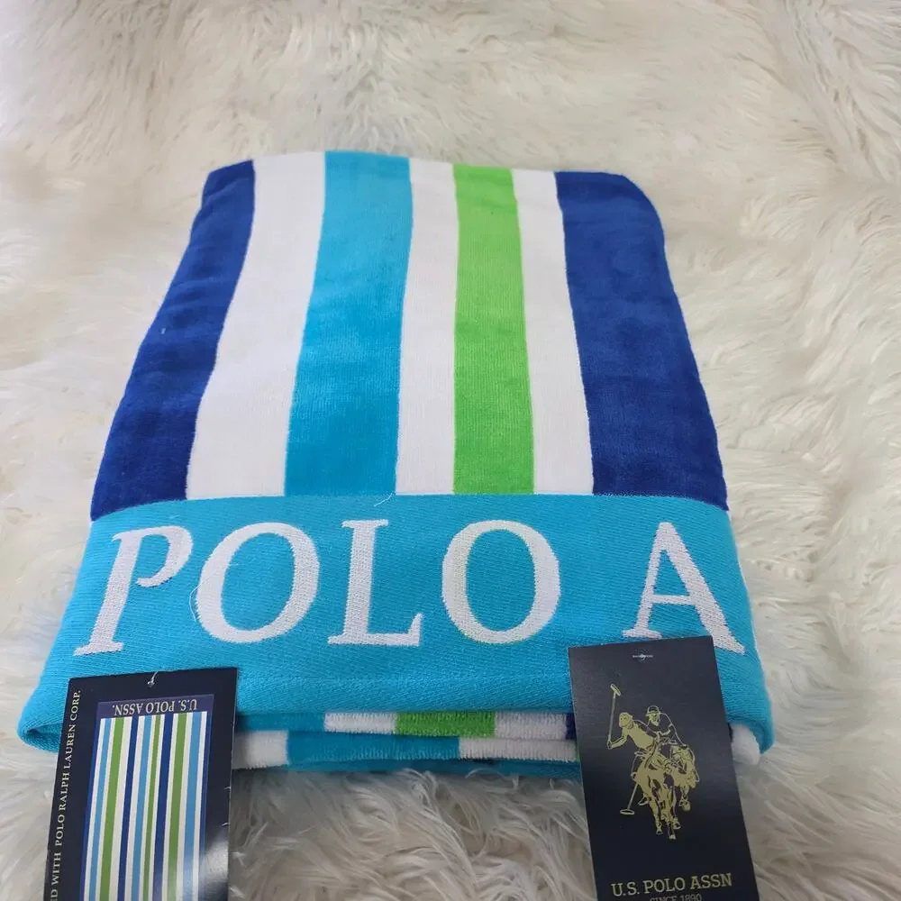 U.S. Polo Assn. Oversized (40” x 70”) Striped Nautical Design Beach Towel